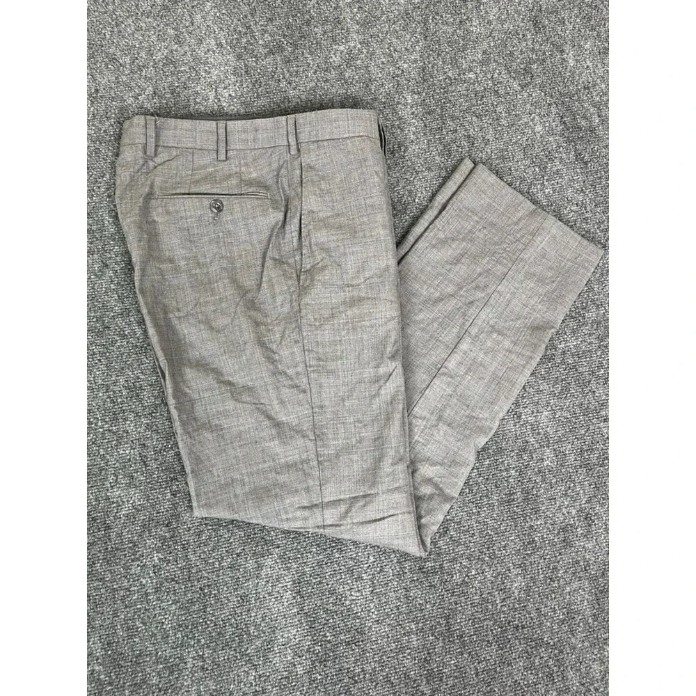 J.Hilburn Reda European Fit Super 130'sWool Dress Pants Men's Gray Check Size 34